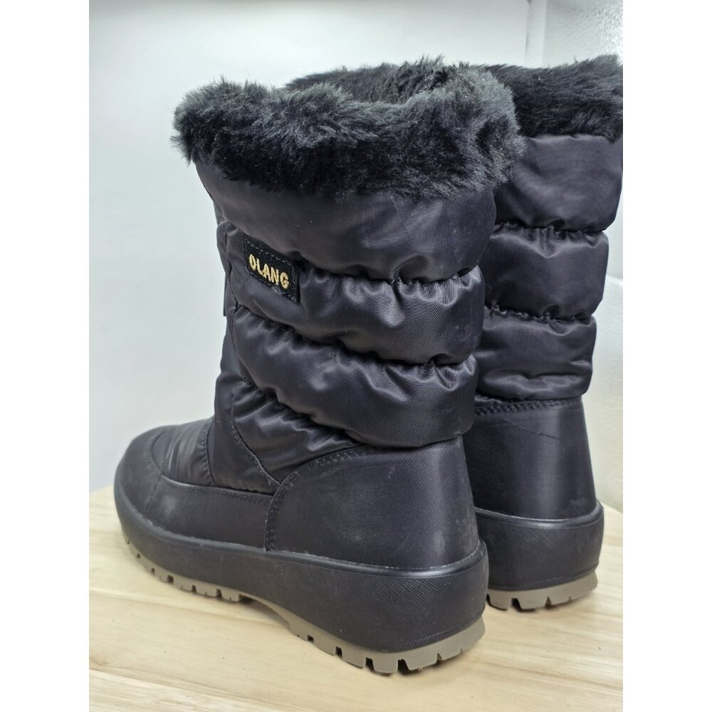 OLANG Size 7 Women's Winter Ski Snow Boots Insulated Black Faux-Fur Lining GRIP - Picture 7 of 11
